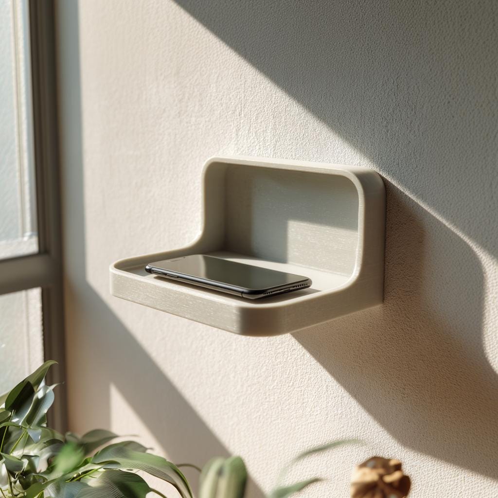 3D Printed Wall Phone Shelf | Minimal Floating Ledge for Smartphone Storage | Modern Functional Decor for Bedroom, Entryway or Home Office