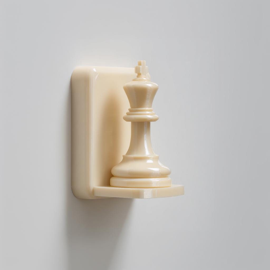 3D Printed Chess King Wall Shelf | Classic Strategy Floating Ledge | Minimal Board Game Decor for Office, Study, Library or Gaming Room