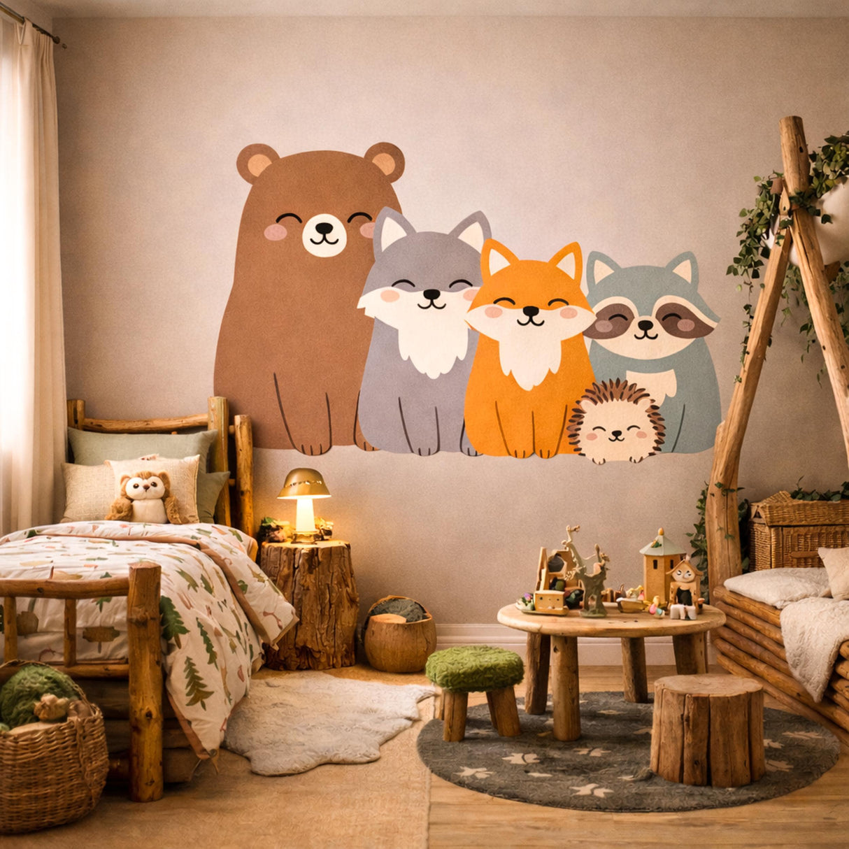 Kawaii Woodland Animal Wall Decal | Cute Forest Friends Nursery Decor