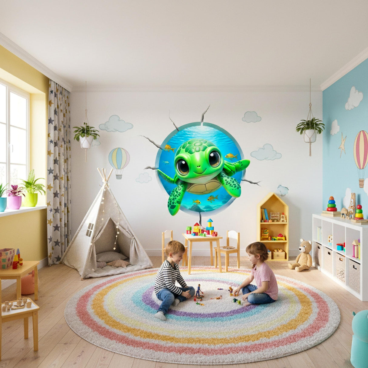 Sea Turtle Wall Decal | 3D Ocean Wall Sticker