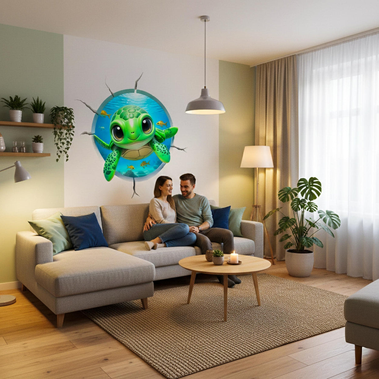 Sea Turtle Wall Decal | 3D Ocean Wall Sticker