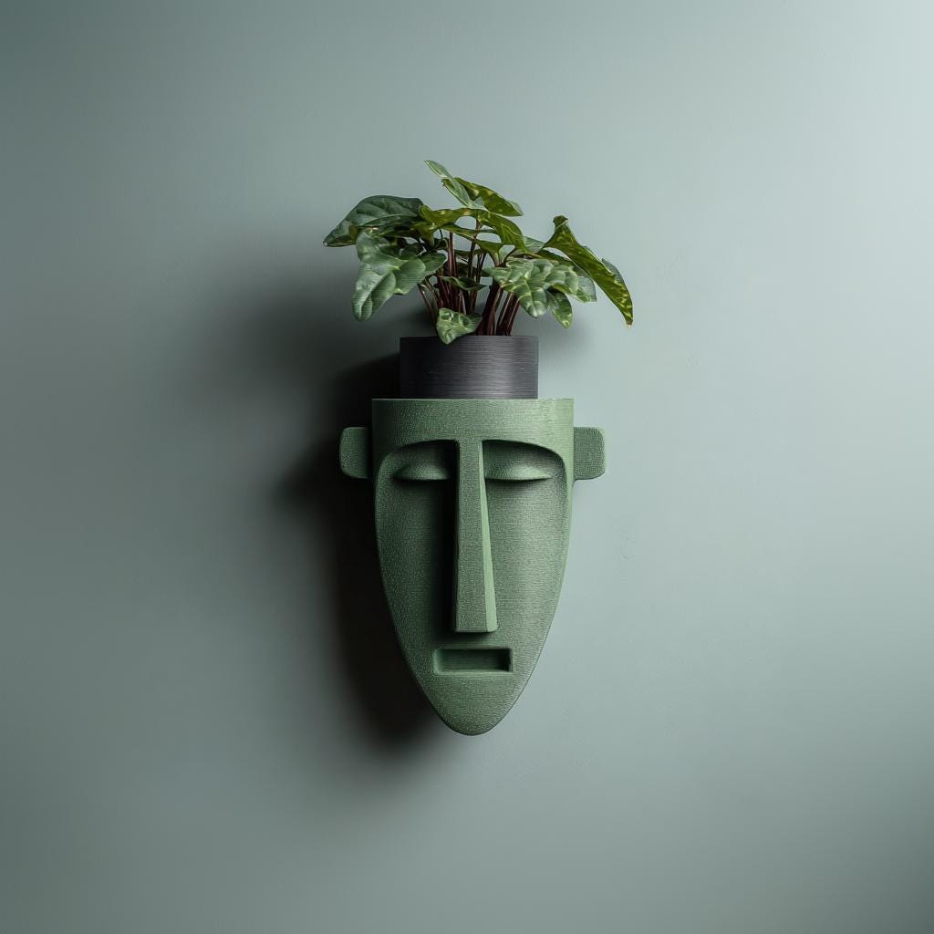 Wall Mounted Face Shelf Sculpture | 3D Printed Sculptural Wall Decor in Face Shape | Minimalist Art Shelf for Modern Interiors