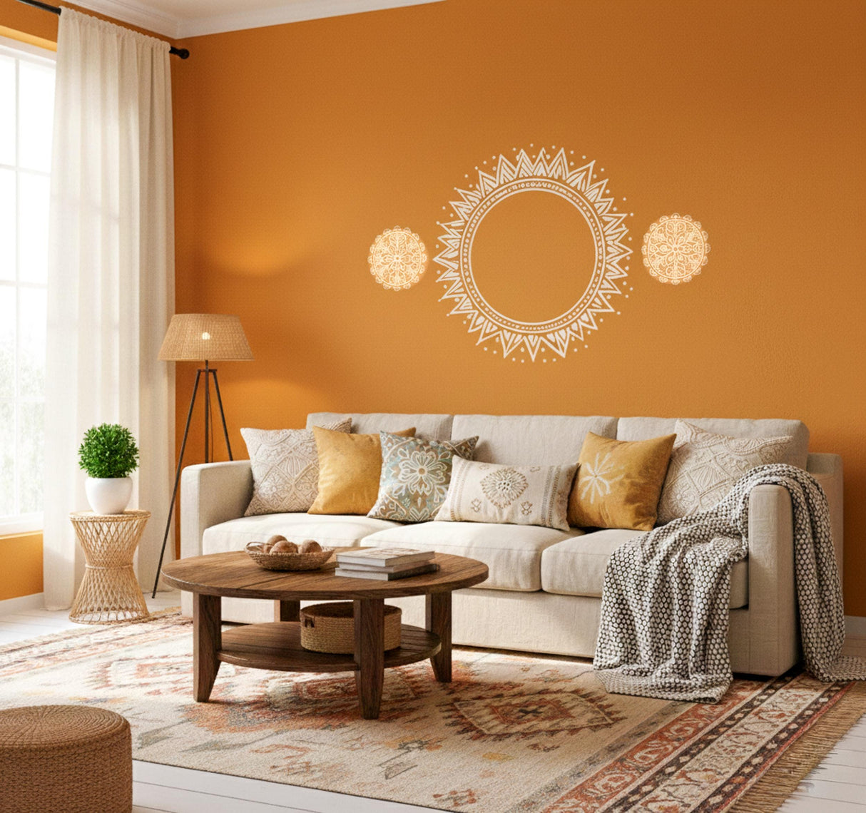 Golden Sun Wall Decal | Boho Mandala Wall Art