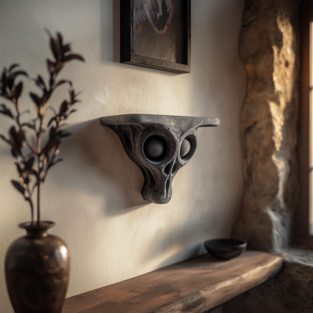 3D Printed Alien Skull Wall Shelf | Sci-Fi Horror Floating Ledge | Dark Fantasy Extraterrestrial Decor for Gaming Rooms and Modern Interiors