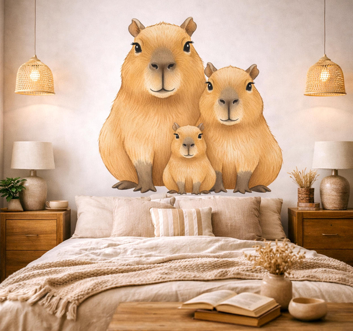 Capybara Family Wall Decal | Watercolor Nursery Decor