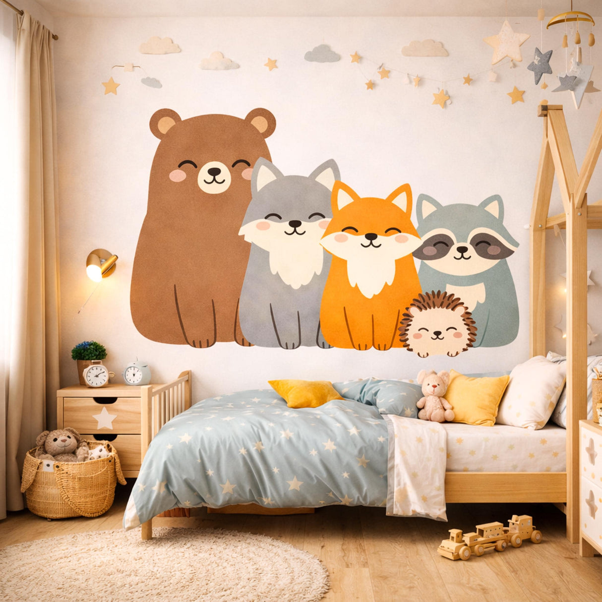 Kawaii Woodland Animal Wall Decal | Cute Forest Friends Nursery Decor