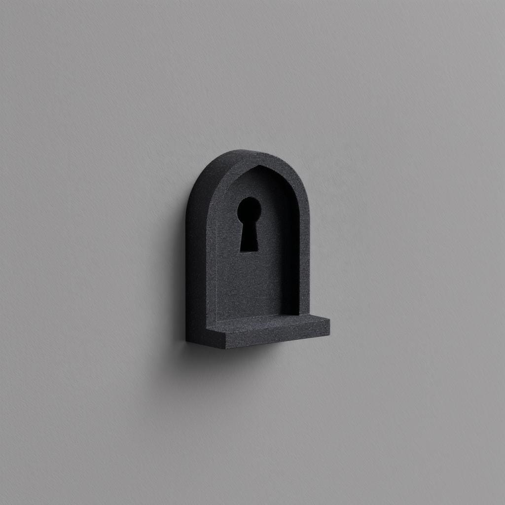 Wall Mounted Keyhole Shelf | 3D Printed Sculptural Wall Decor Shelf | Minimalist Dark Fantasy Niche Shelf for Modern Gothic Interiors
