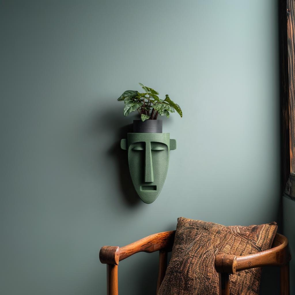 Wall Mounted Face Shelf Sculpture | 3D Printed Sculptural Wall Decor in Face Shape | Minimalist Art Shelf for Modern Interiors