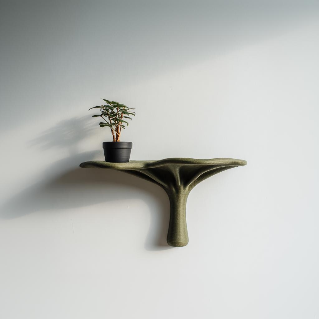 Organic Modern Wall Shelf Decor | 3D Printed Sculptural Nature Inspired Shelf | Minimal Contemporary Accent for Calm and Elegant Interiors