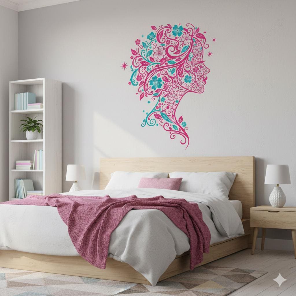 Sea Turtle Wall Decal | Tropical Floral Wall Sticker | Coastal Nursery Decor | Ocean Life Vinyl Art | Bathroom Wall Decor | Hibiscus Turtle