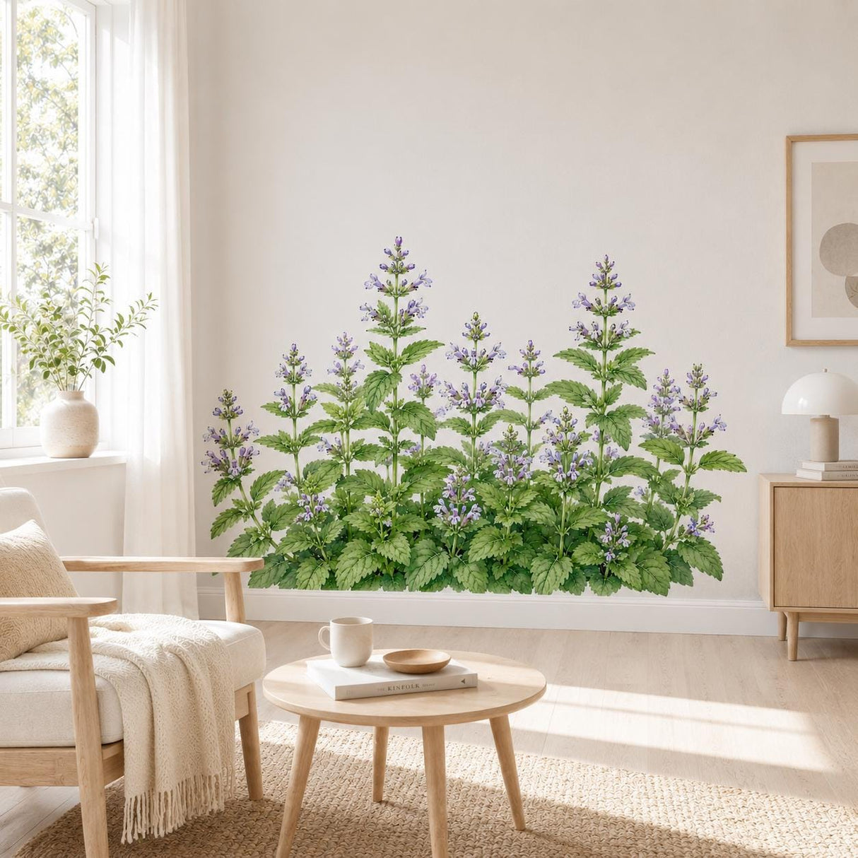 Melissa Wall Vinyl Decal | Lemon Balm Herb Sticker | Watercolor Botanical Plant Wall Art | Kitchen Garden Decor | Herbal Greenery