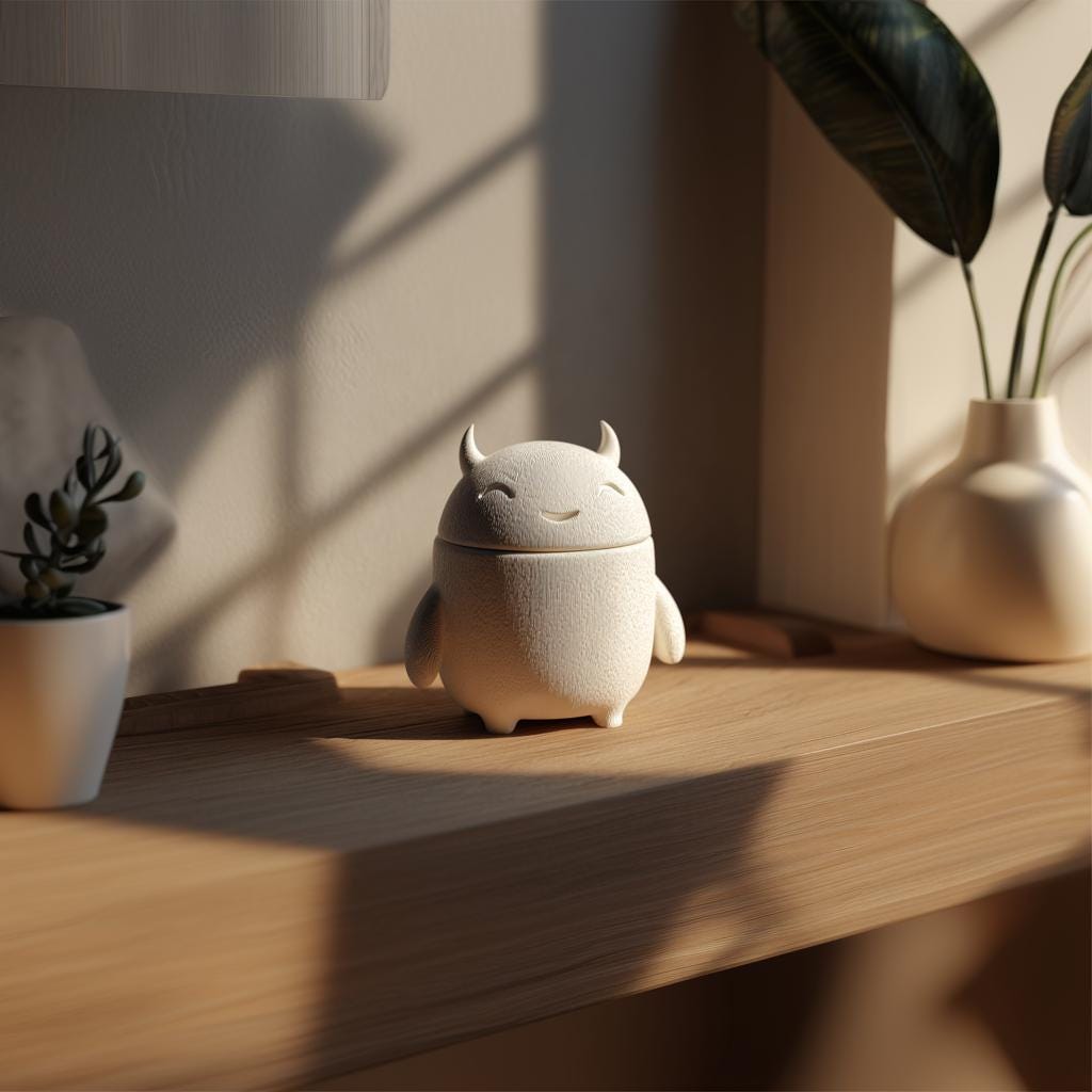Sleepy Monster Memorial Urn with Lid | 3D Printed Pet Ashes Keepsake Container for Peaceful Shelf Decor and Home Remembrance Display Accent