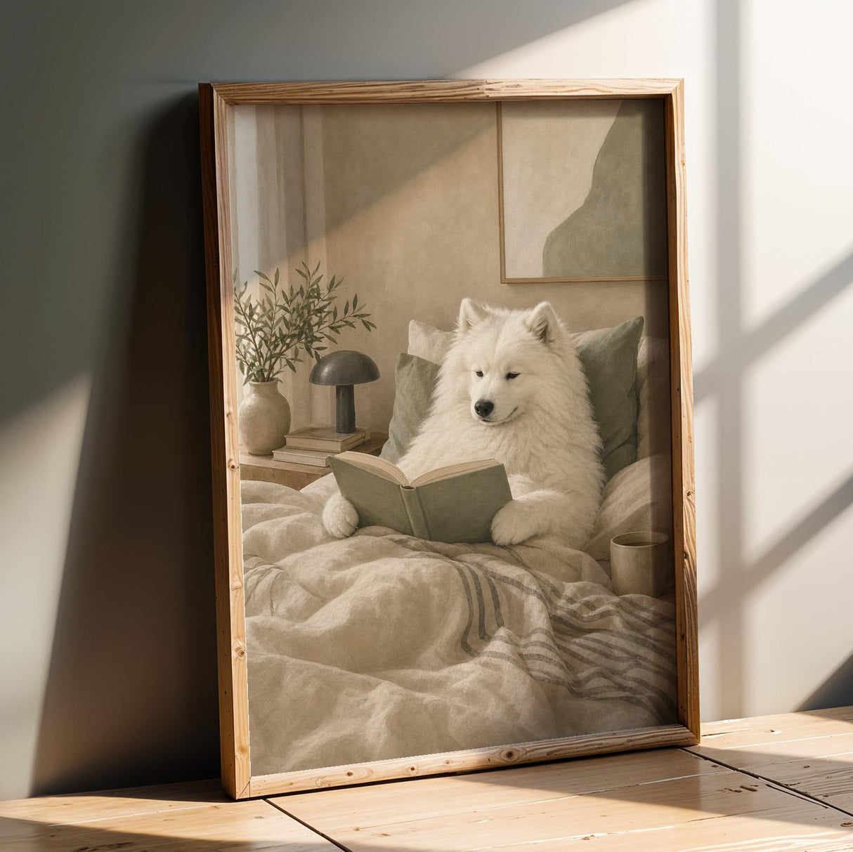 Scandinavia Poster | Gouache Paper Print | Samoyed Dog Wall Print | Nordic Printable Art | Bedroom Decor Posters