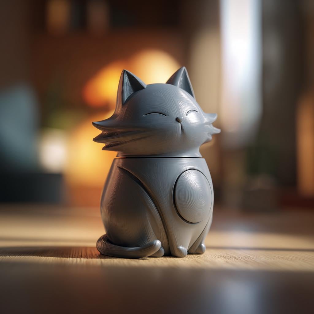Cat Memorial Urn with Lid | 3D Printed Pet Ashes Keepsake Container for Cat Remembrance Shelf Decor Tribute Gift Display Piece