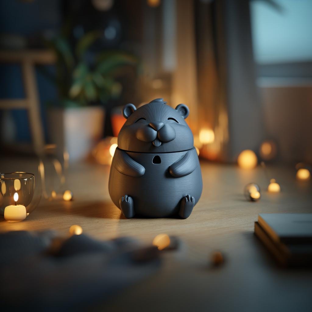Hamster Memorial Urn with Lid | 3D Printed Pet Ashes Keepsake Container for Peaceful Shelf Decor and Cozy Home Remembrance Display Accent