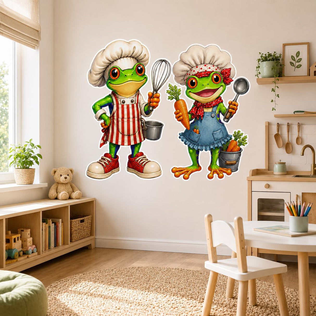 Weird Chef Frogs Wall Vinyl Decal | Funny Cooking Frog Sticker | Kitchen Wall Art | Quirky Restaurant Cafe Decor | Frog Lover Gift
