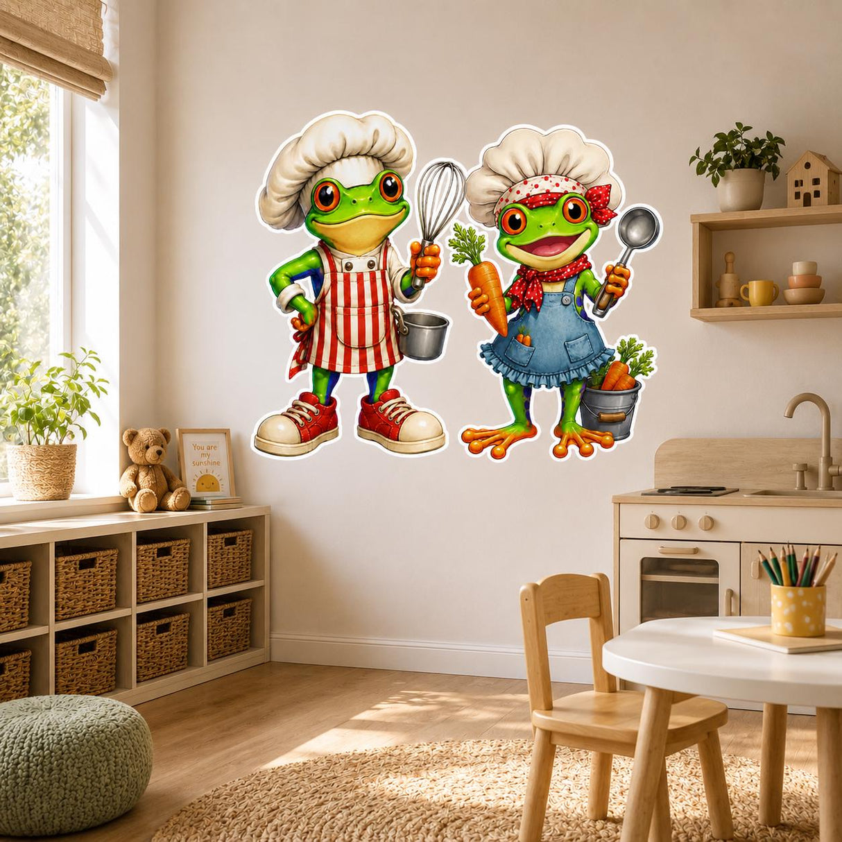 Weird Chef Frogs Wall Vinyl Decal | Funny Cooking Frog Sticker | Kitchen Wall Art | Quirky Restaurant Cafe Decor | Frog Lover Gift
