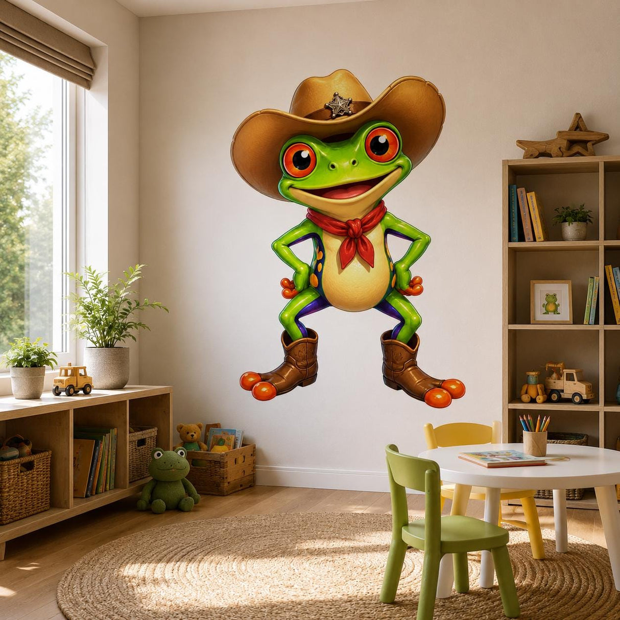 Weird Cowboy Frog Wall Vinyl Decal | Funny Western Frog Sticker | Cute Rodeo Animal Wall Art | Kids Room Nursery Ranch Decor
