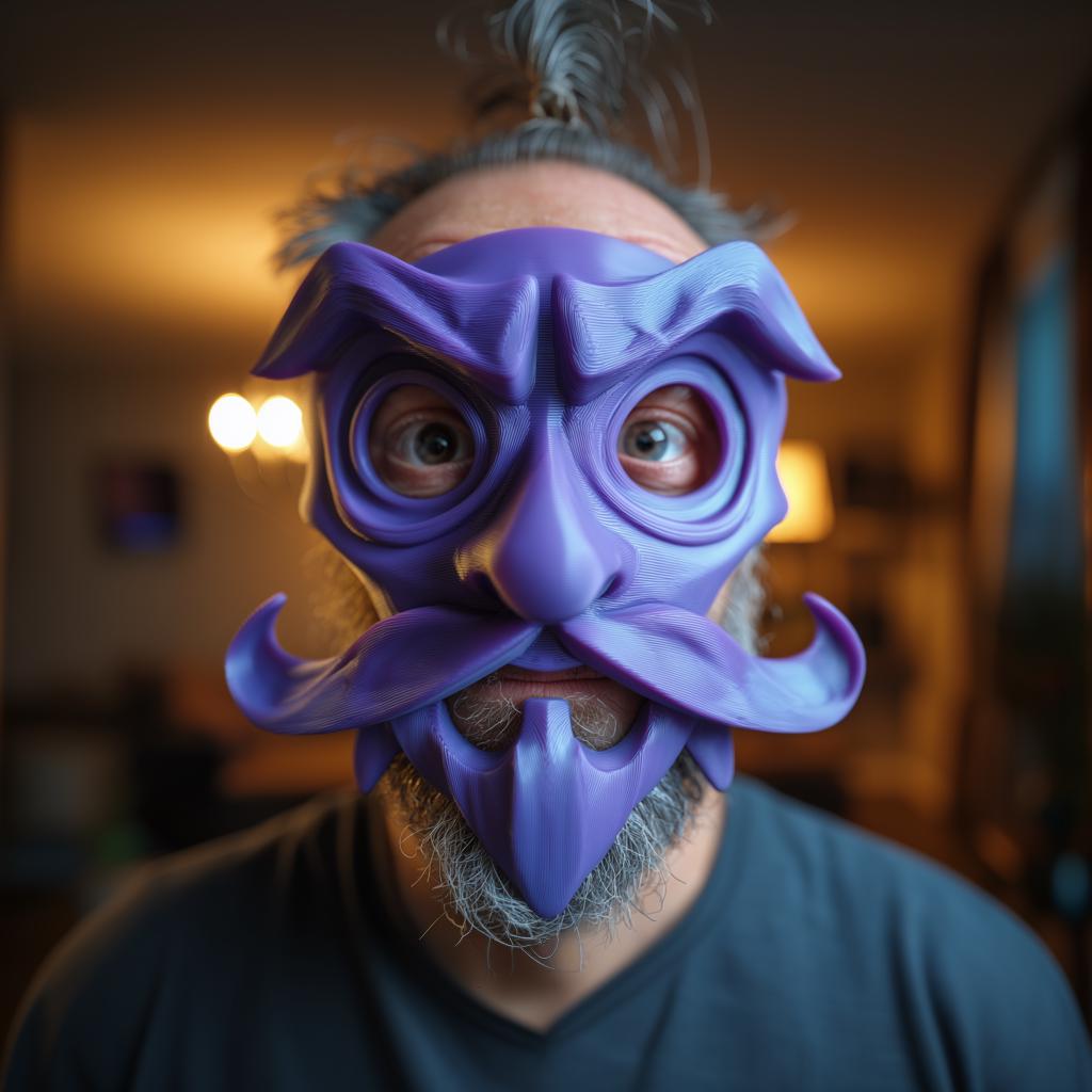 3D Printed Wearable Fantasy Character Mask, Stylized Villain Face Cover, Steampunk Theatrical Costume Prop, Masquerade Cosplay Accessory