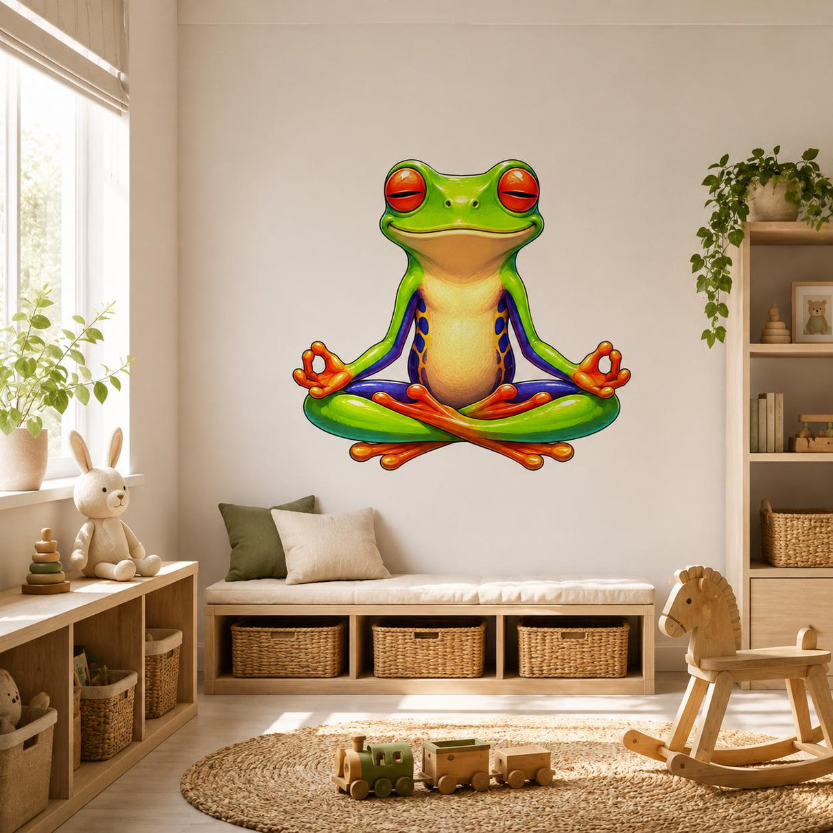 Weird Red Eyed Frog Wall Art Print | Meditating Frog Decor | Colorful Green Frog Art | Quirky Meditation Room Decor | Whimsical Frog Artwork