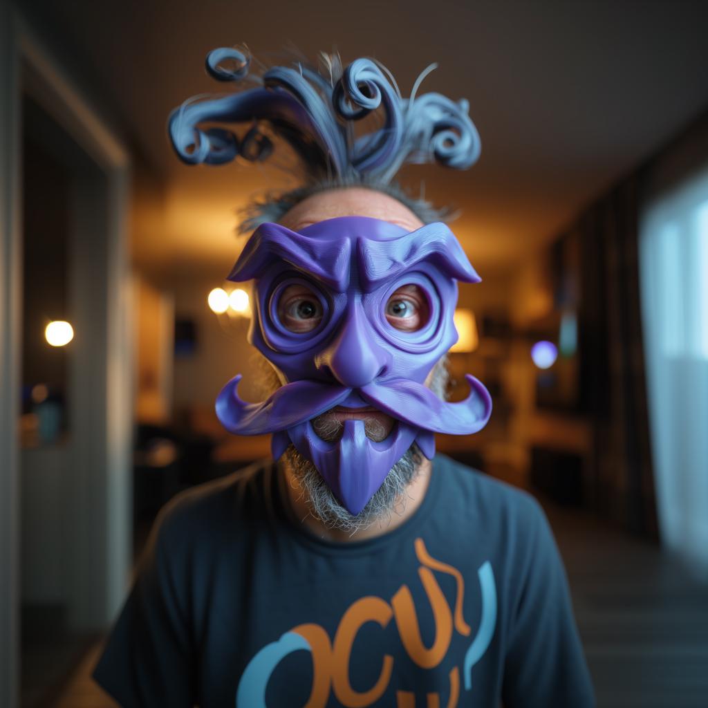 3D Printed Wearable Fantasy Character Mask, Stylized Villain Face Cover, Steampunk Theatrical Costume Prop, Masquerade Cosplay Accessory