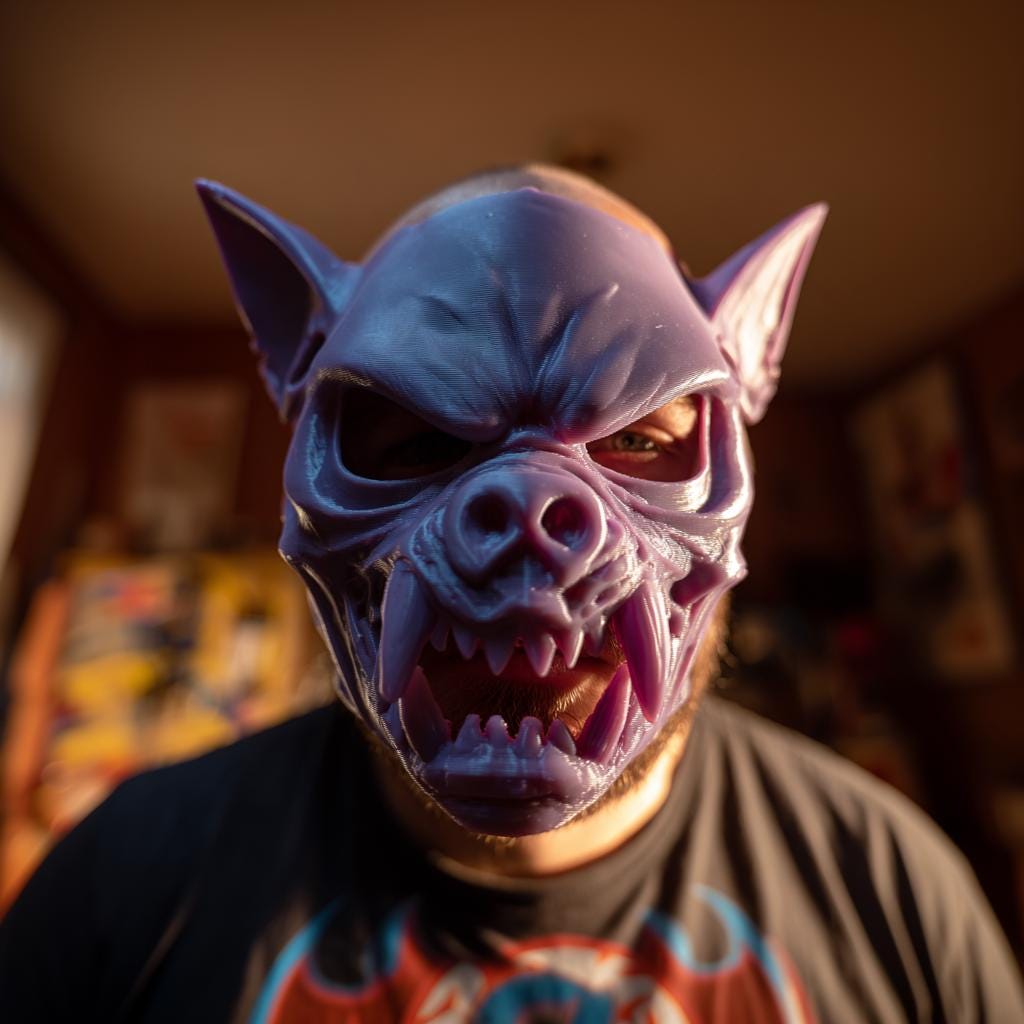 3D Printed Wearable Monster Creature Mask, Feral Beast Face Cover, Goblin Orc Cosplay Prop, Scary Halloween Costume Accessory, Theatrical