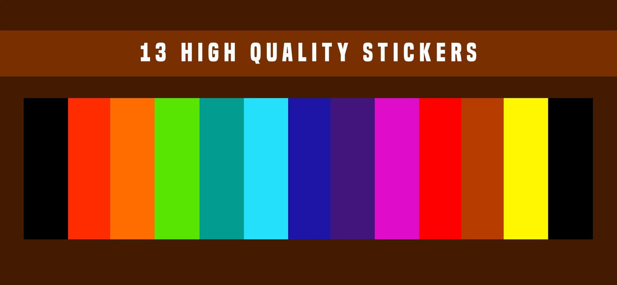 13 high-quality, colorful stickers for stair risers by VibrantStep™ to enhance your staircase design.