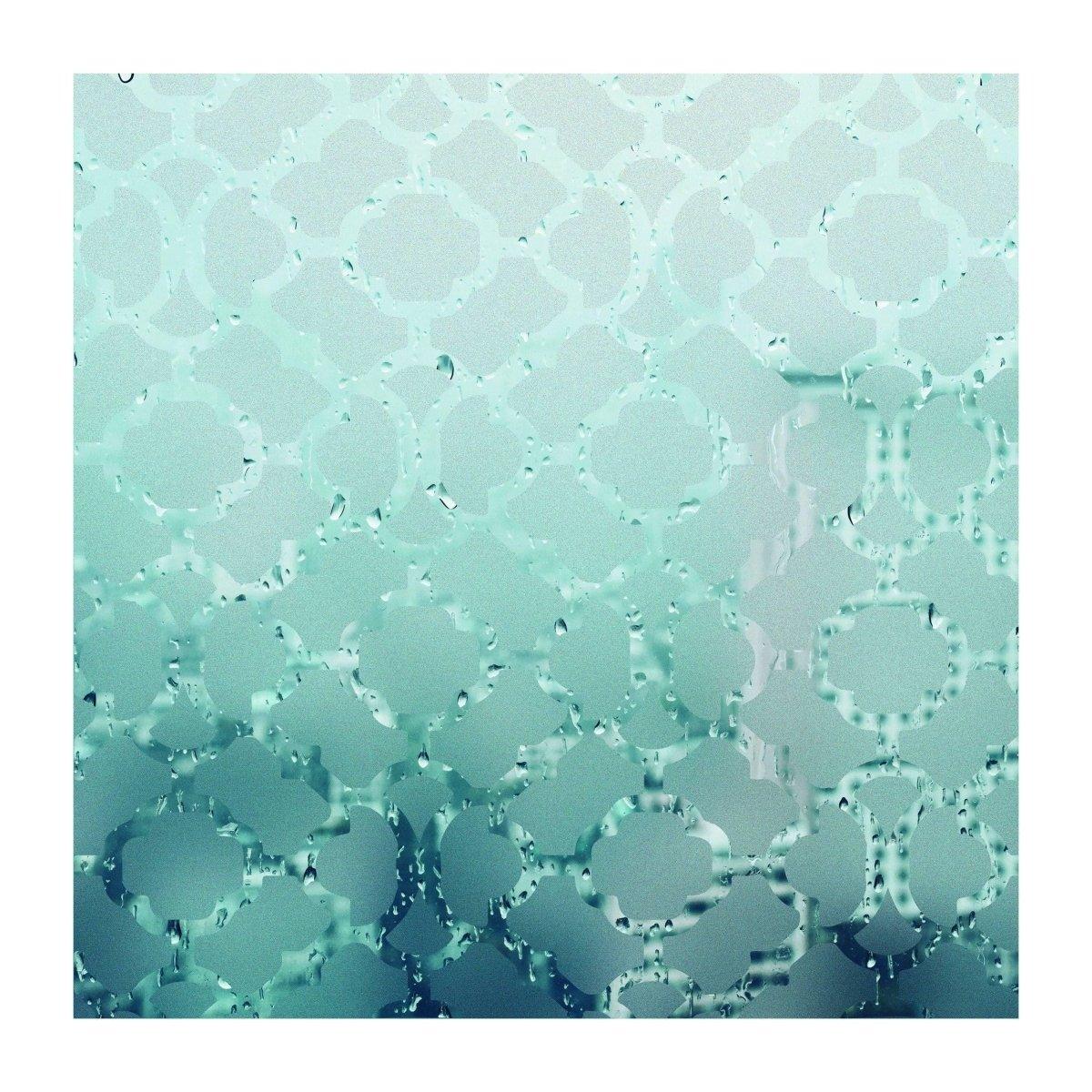 Frosted decorative static cling window film design, adding privacy and style to glass surfaces in homes.