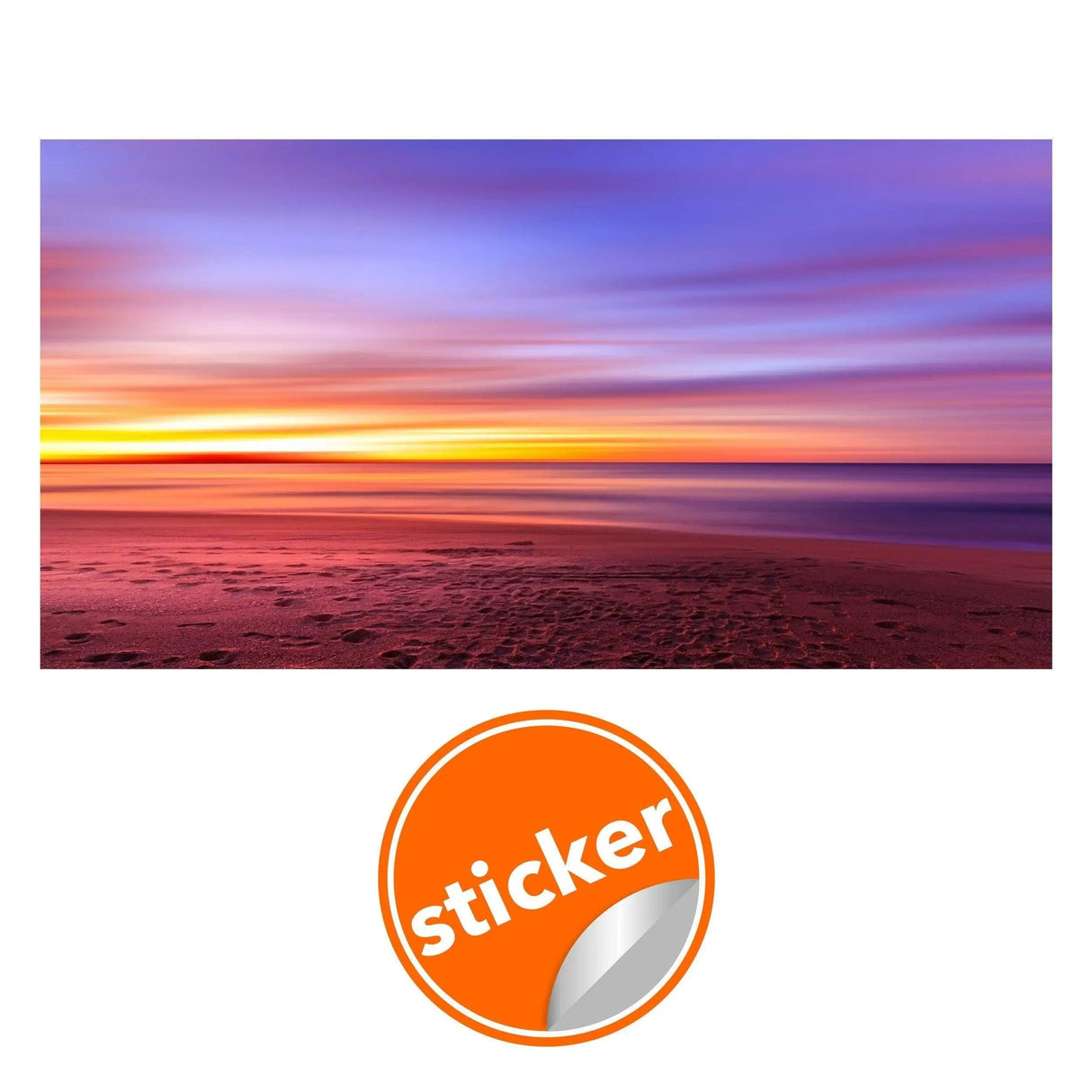 Sunset wall decal featuring vibrant colors of the sky and ocean, perfect for transforming your space.