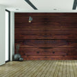 Rustic wood wall decal creating a warm and charming atmosphere in a modern room design.