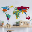 Colorful world map wall decal, ideal for adding adventure to any space, made of high-quality vinyl.