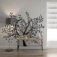 Birch Grove vinyl wall decal featuring a tree design with leaves, enhancing a modern living space.