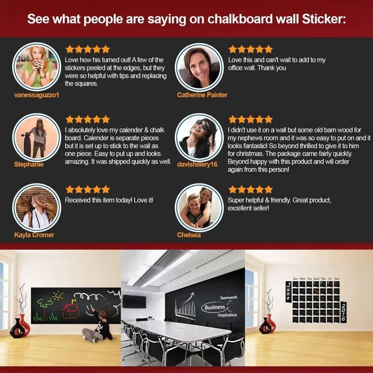 Customer reviews and feedback on kitchen chalkboard wall sticker showcasing satisfaction and usage tips.