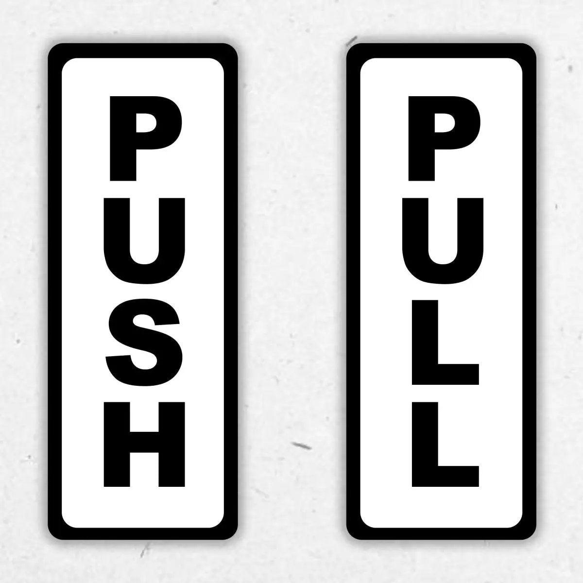 Push Pull door stickers for commercial use, providing clear entry instructions for easy navigation.