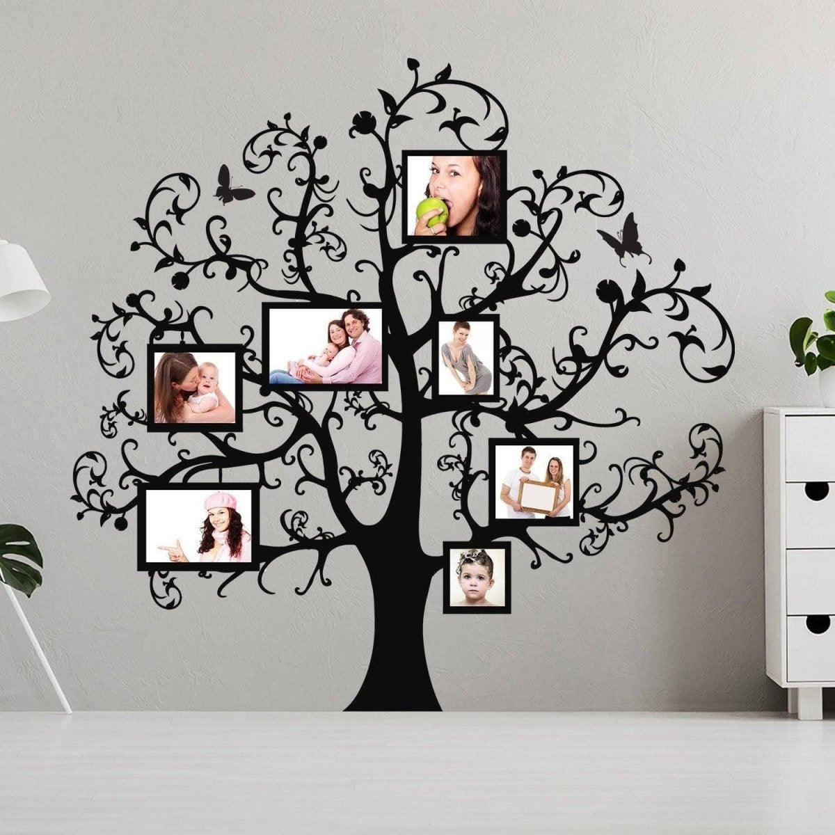 Chic family tree wall sticker decal with photo frames ideal for interior decoration and creative home styling.