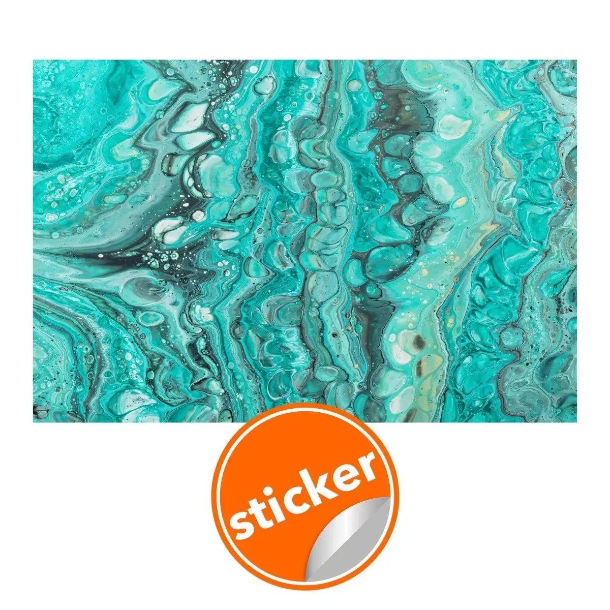 Luxurious marble pattern wallpaper sticker in turquoise tones, perfect for easy peel and stick home décor upgrades.