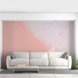 Elegant marble self-adhesive wallpaper in a modern living room with a white leather sofa.