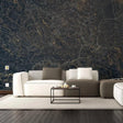 Luxury marble effect wall covering in a stylish living room with modern furniture and elegant decor.