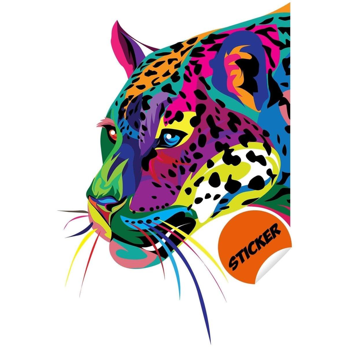 Colorful jaguar wall sticker featuring vibrant design and intricate details, perfect for home decoration.