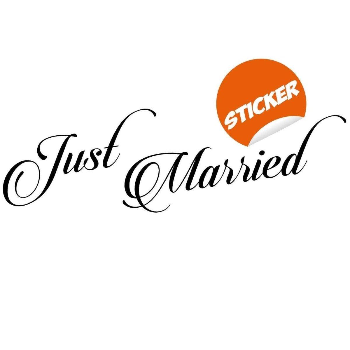 Elegant Just Married sticker design for wedding car decoration, made from high-quality vinyl.