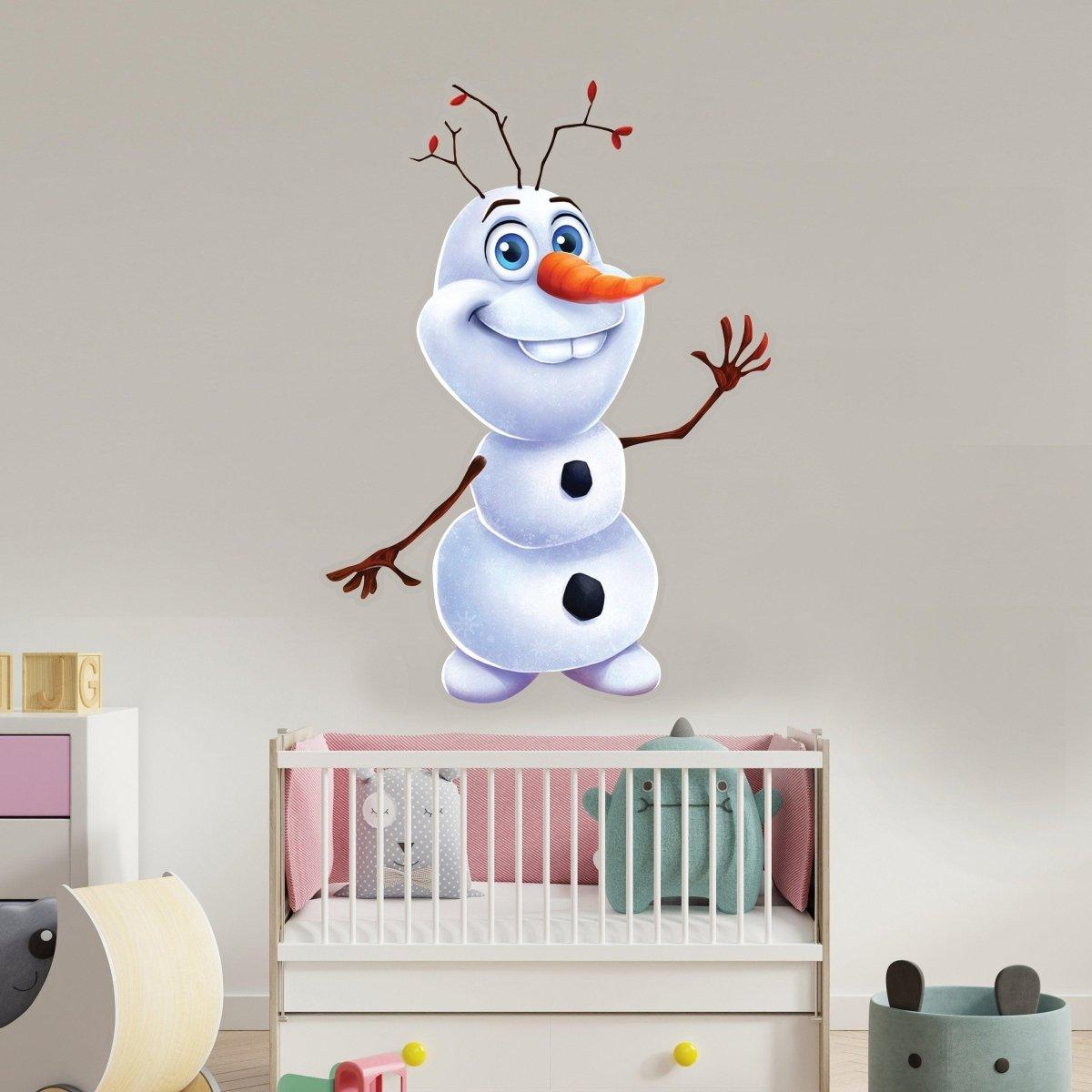 Cute snowman wall sticker in a nursery, perfect for creating a festive winter wonderland decor.