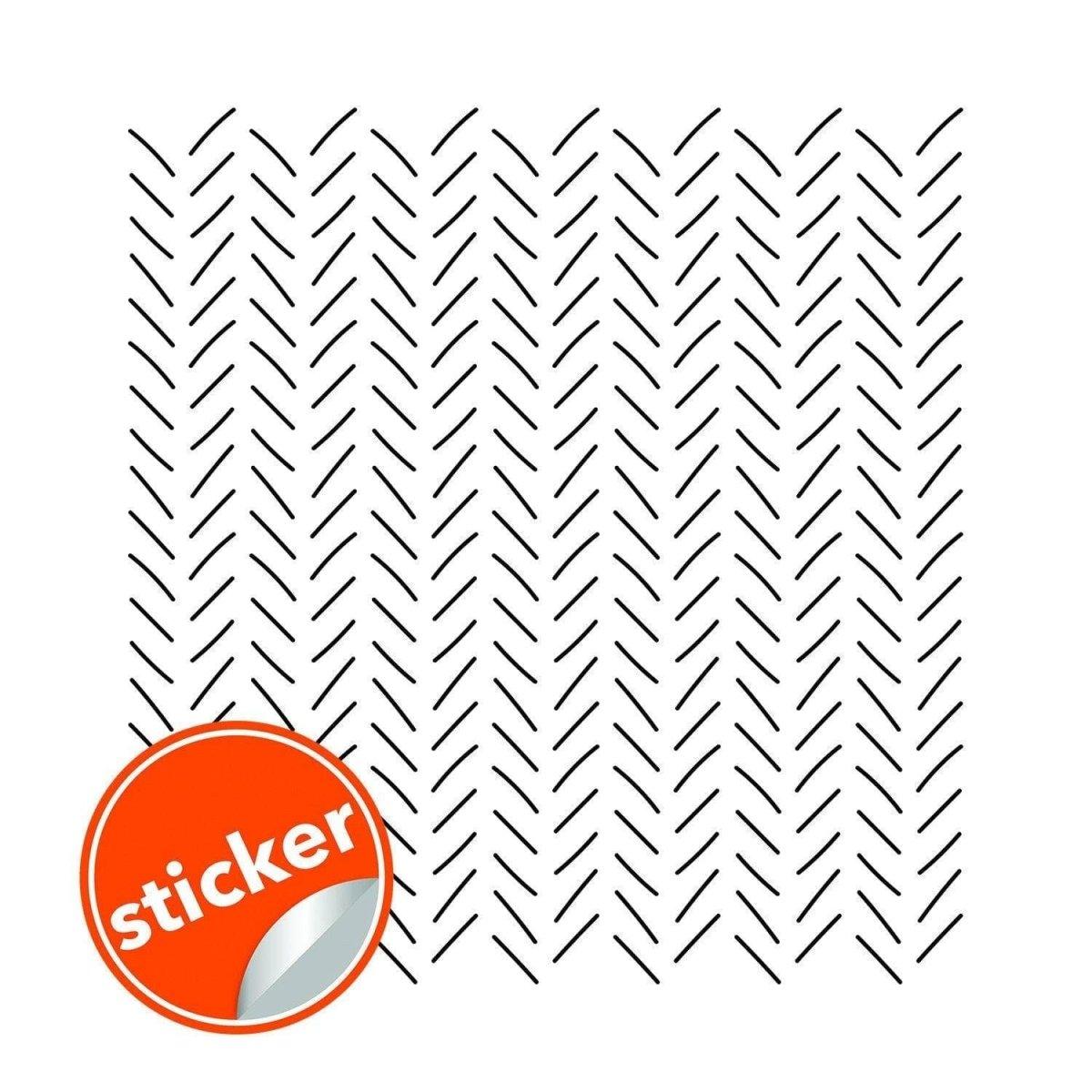 Herringbone peel and stick wall sticker design in black geometric pattern. Ideal for home decor transformation.
