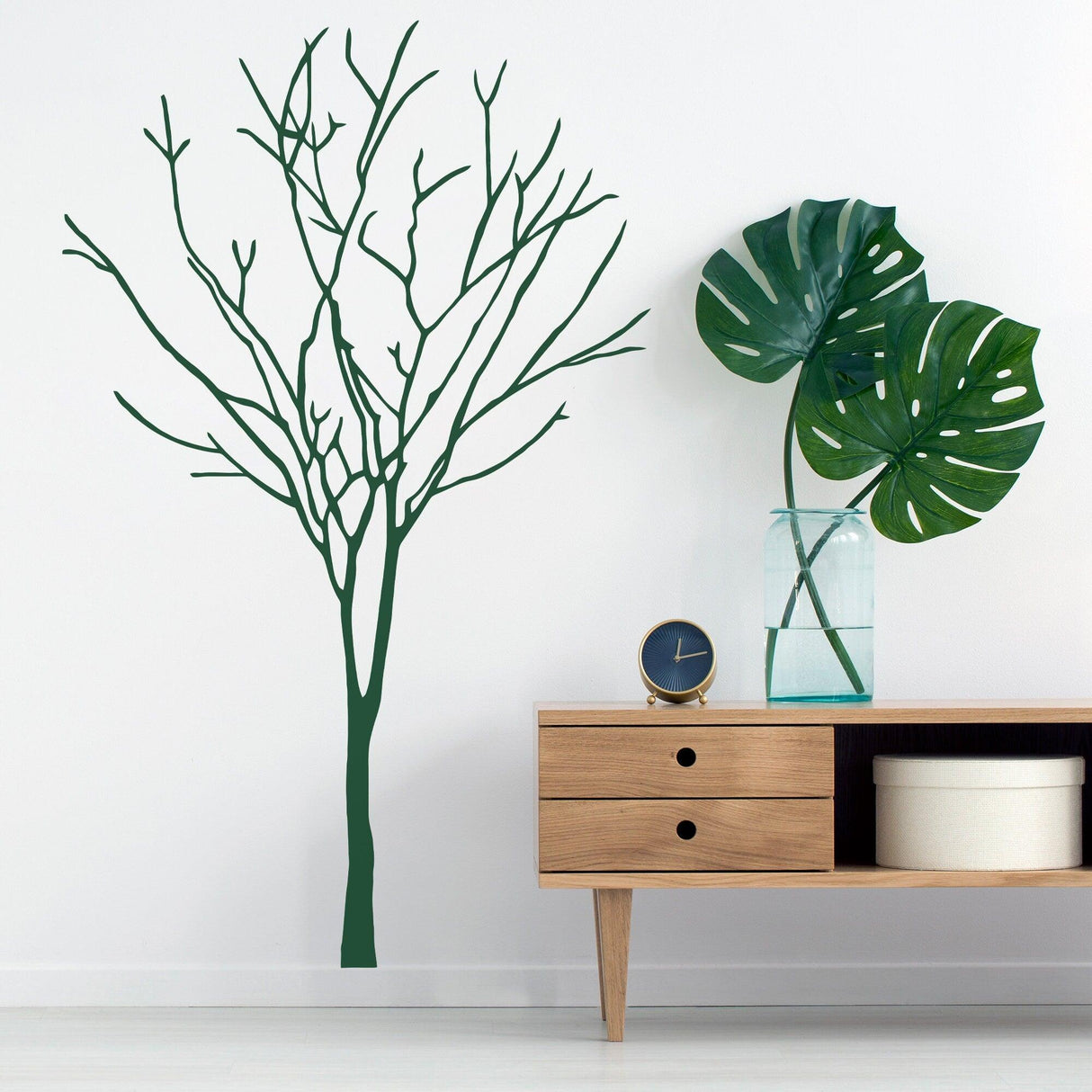 Tree sticker decal on wall featuring a minimalist birch tree design, ideal for nurseries and modern decor.