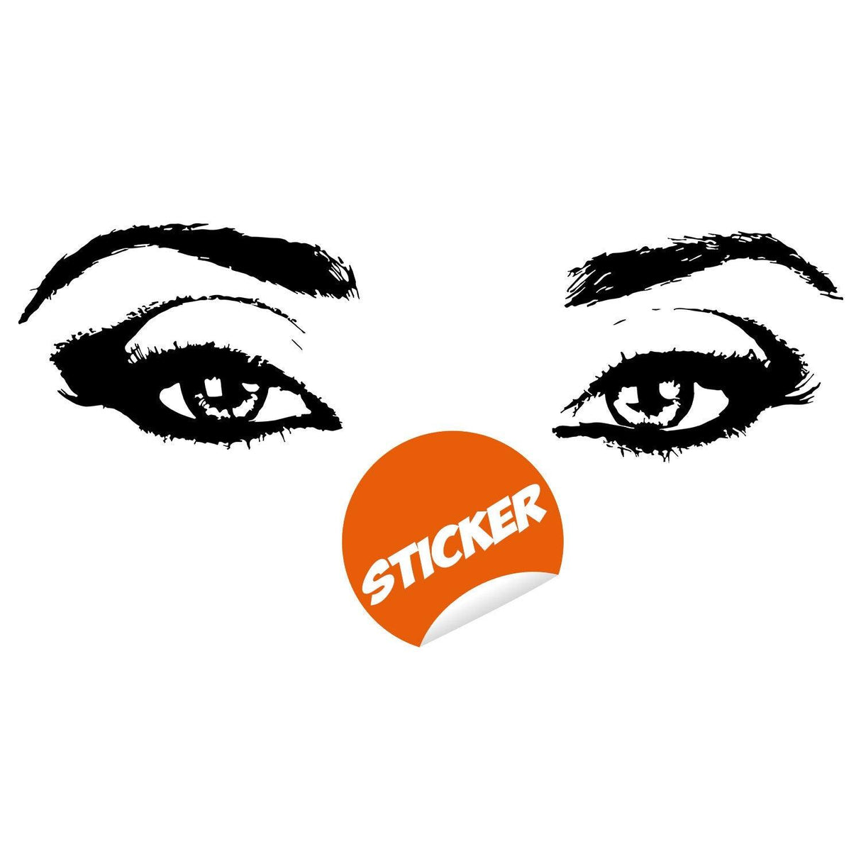 Woman eye vinyl wall sticker featuring long eyelashes, perfect for beauty salons or decor.