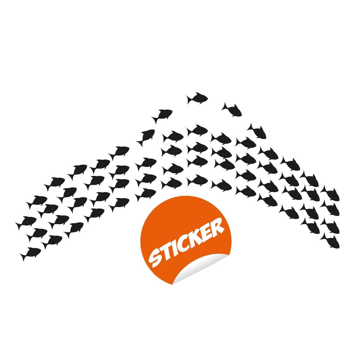Fish vinyl wall sticker set featuring a school of black fish decals, perfect for ocean-themed decoration.