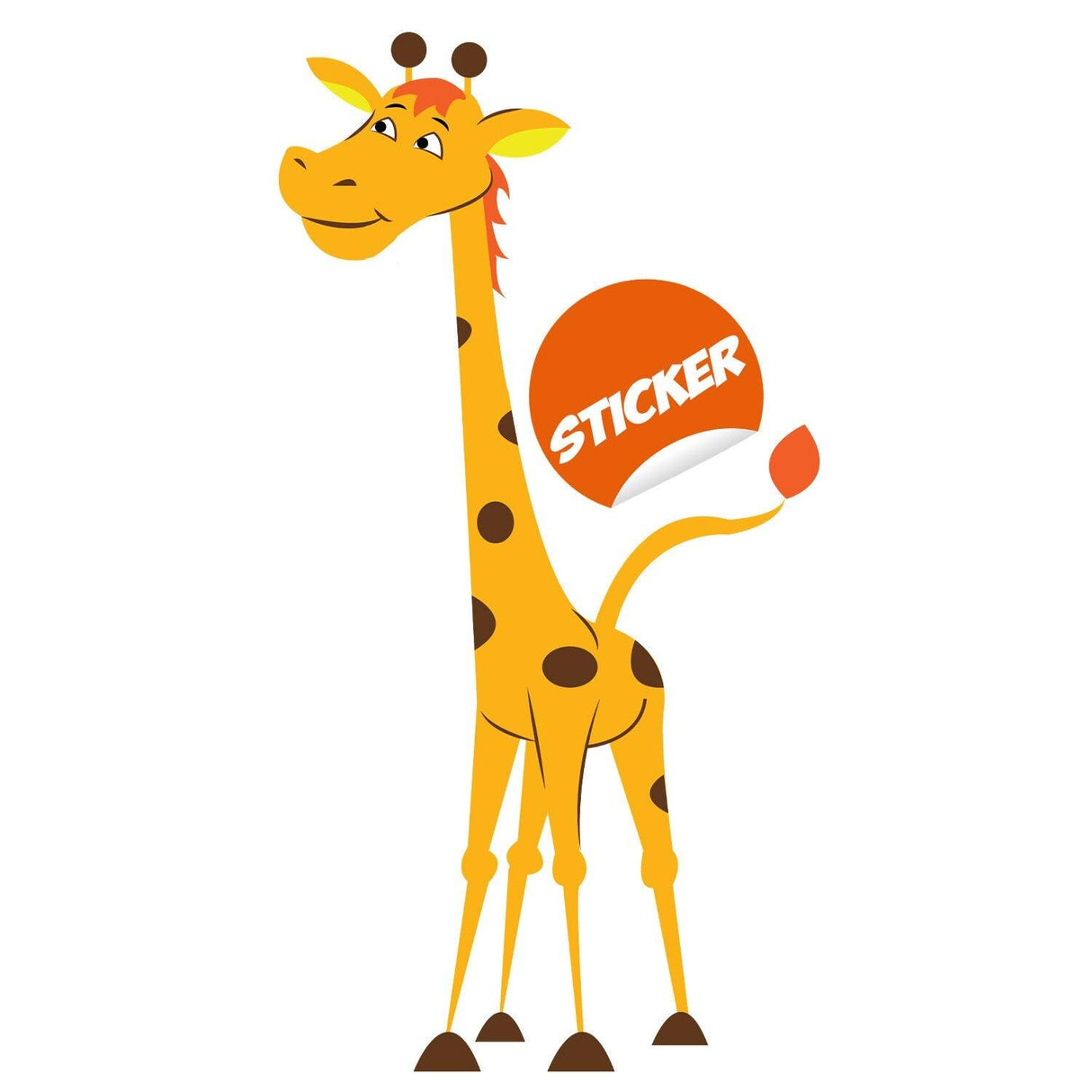 Cute giraffe vinyl wall sticker for nursery decor, perfect for kids' rooms and fun animal-themed art.