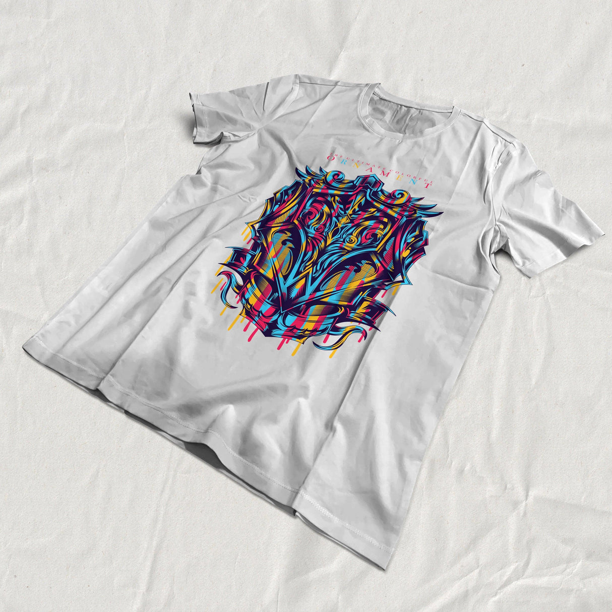 Custom photo print t-shirt featuring a vibrant, colorful graphic design on a white background.