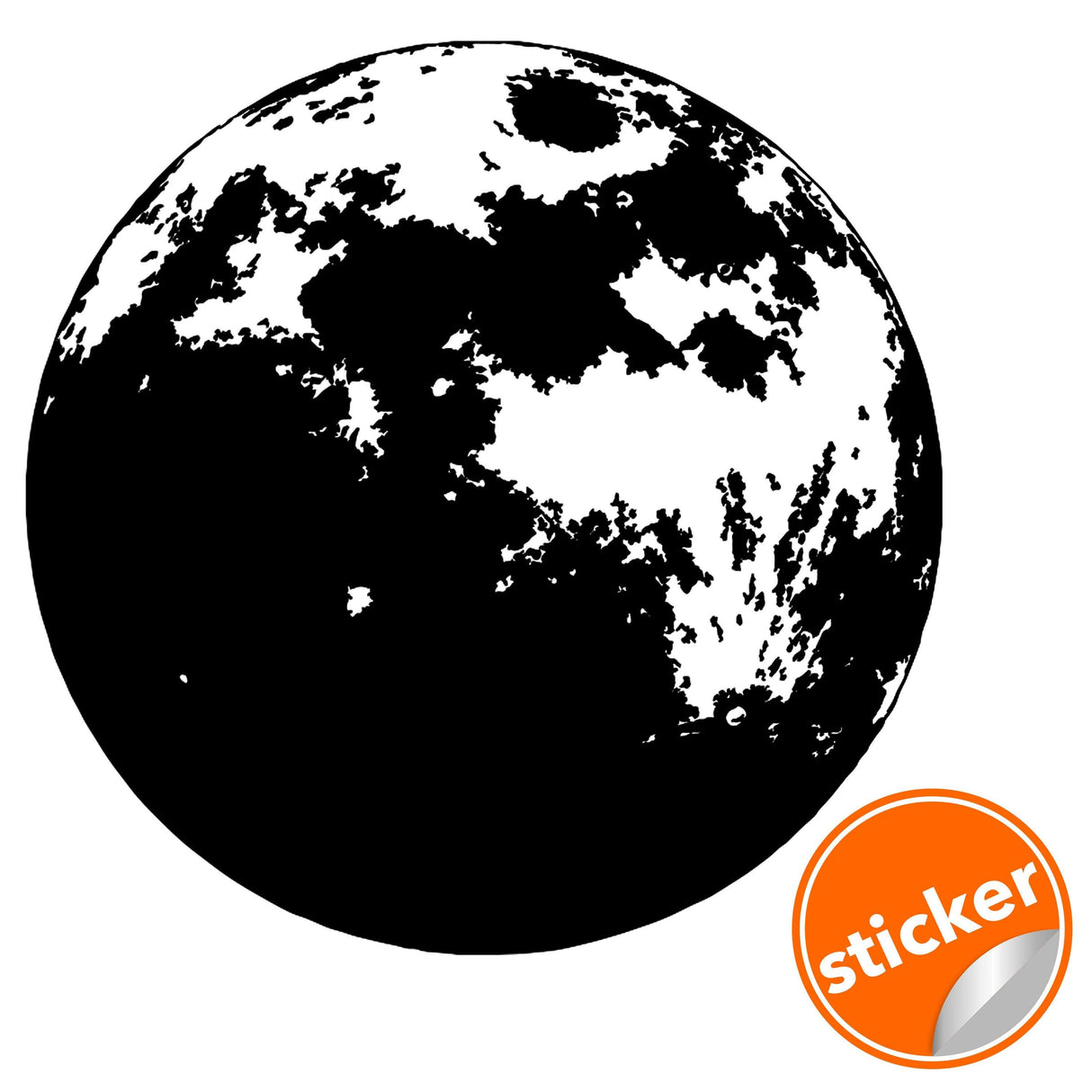 Moon phase wall decor decal sticker for nursery, featuring detailed black and white moon design for kids' rooms.