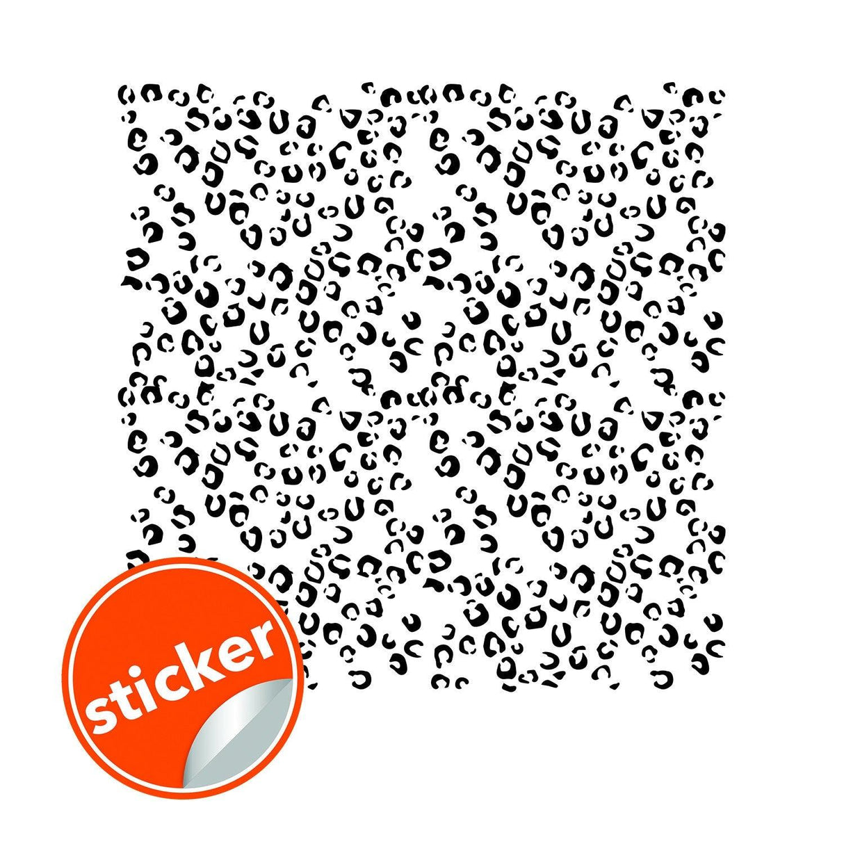 Leopard animal skin sticker pattern featuring black spots on white background, perfect for embellishing personal items.