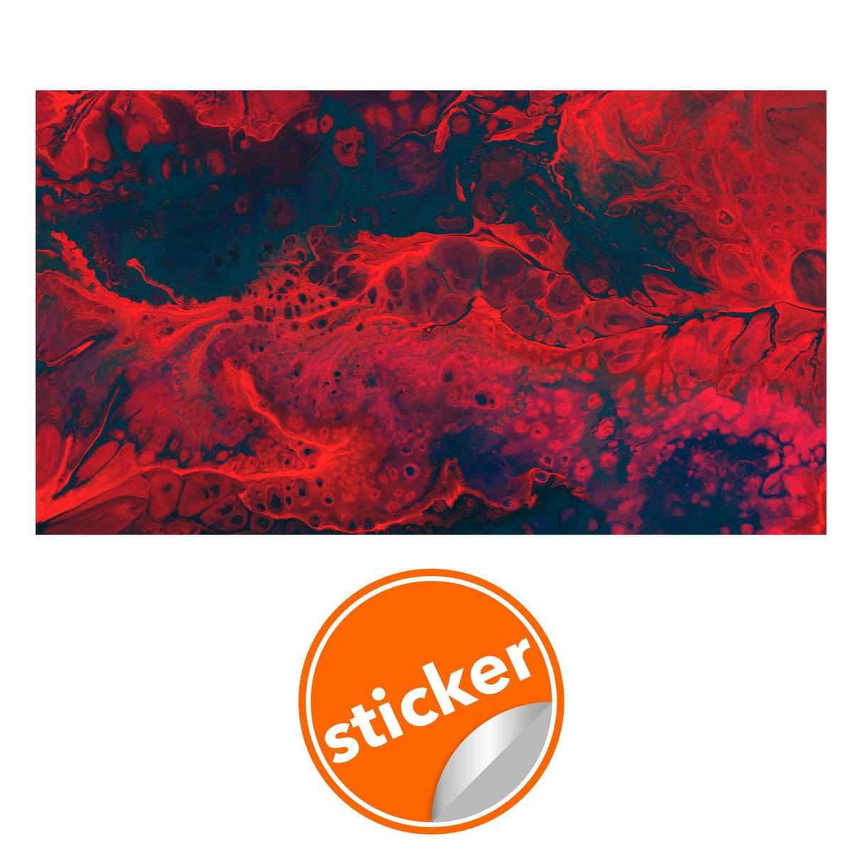 Vibrant red and blue abstract marble vinyl wallpaper sticker with easy peel and stick application.